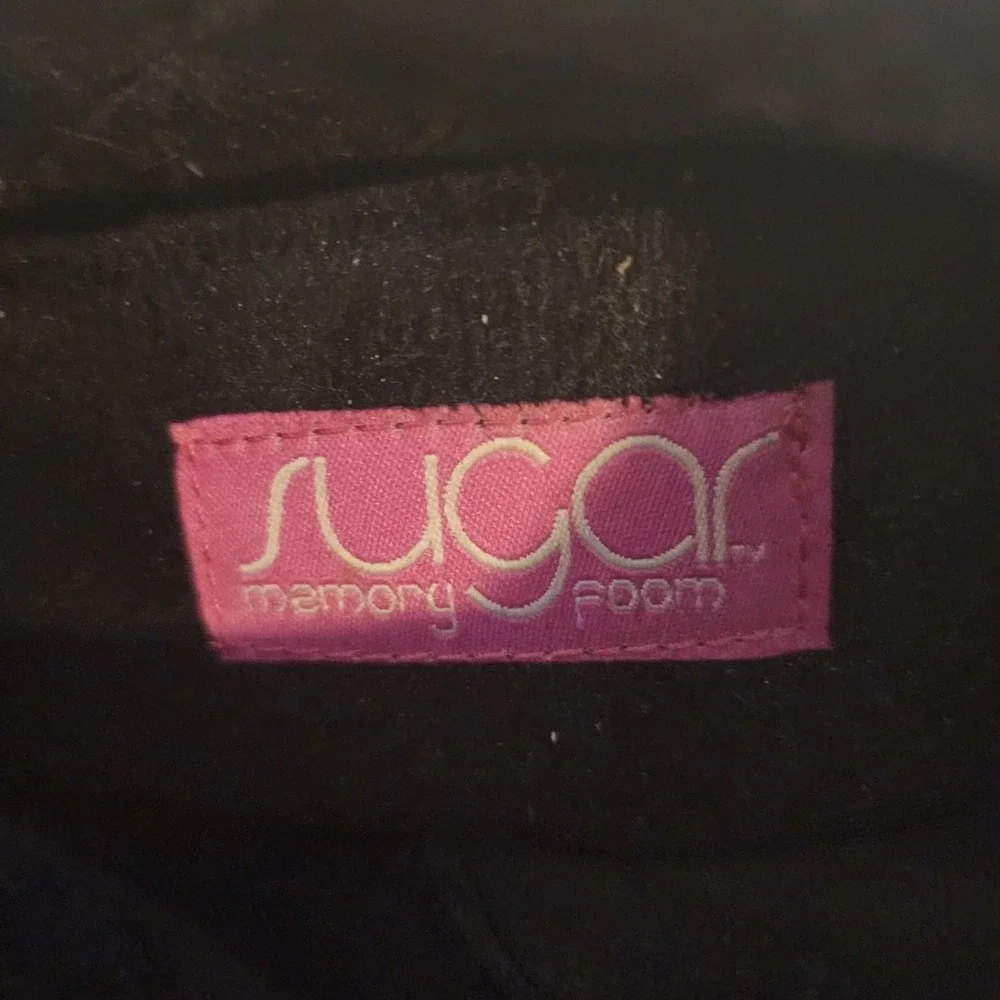 Sugar Kiwi Black Wedge Sneaker Side Zip with Faux Fur Trim Size 8